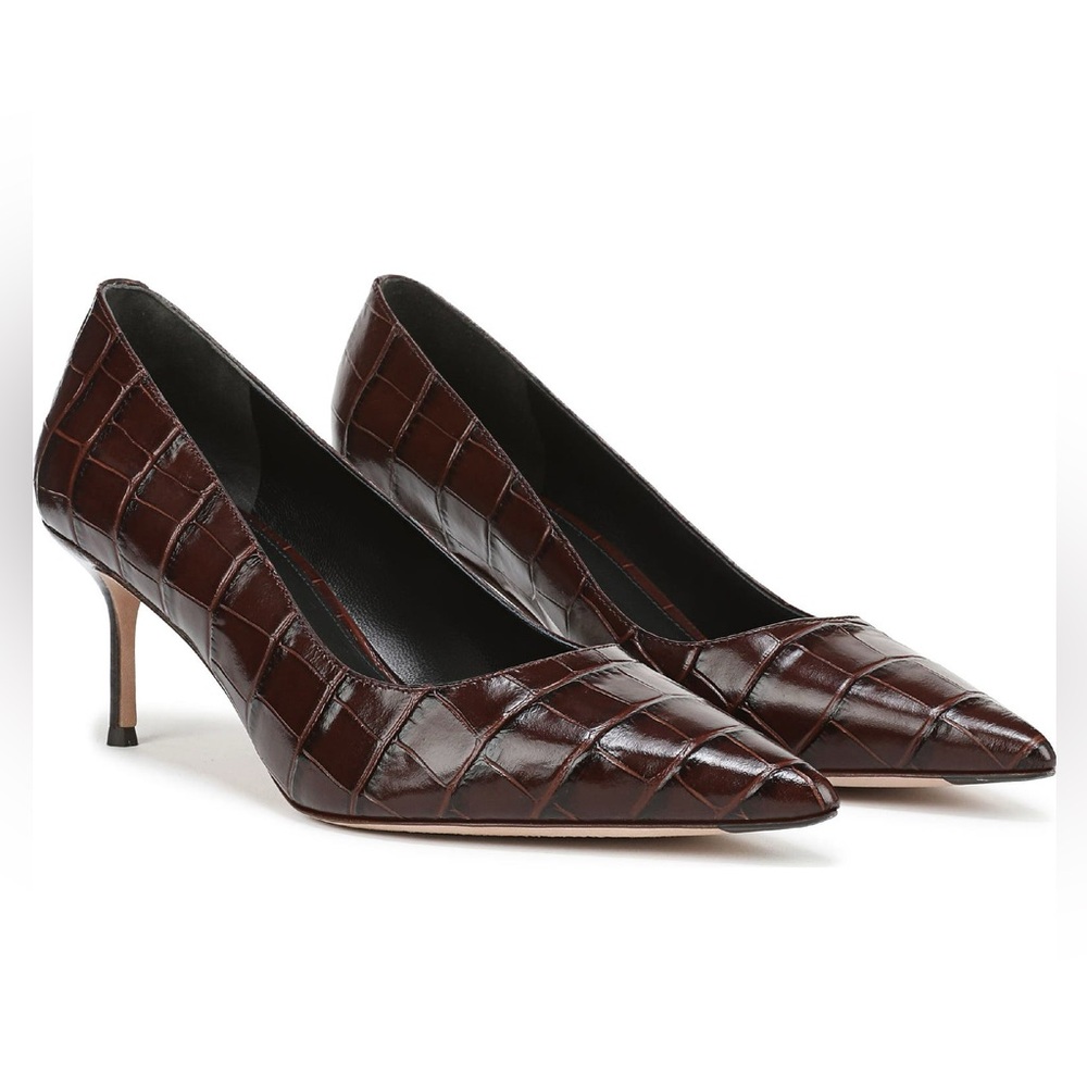 Veronica Beard Rita Pointed Toe Pump croc-embossed leather 9.5 New No Box